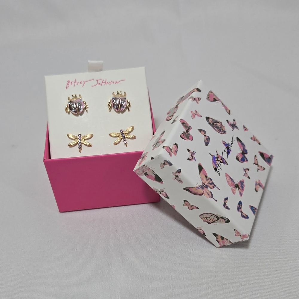 Betsey Johnson Ladybugs And Dragonflies Earrings #1013